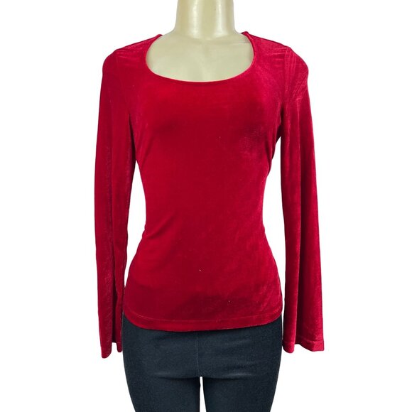 Pajamagram Women's Red Long Sleeve Round Collar Blouse Shirt Sz S - NWT - Picture 1 of 10